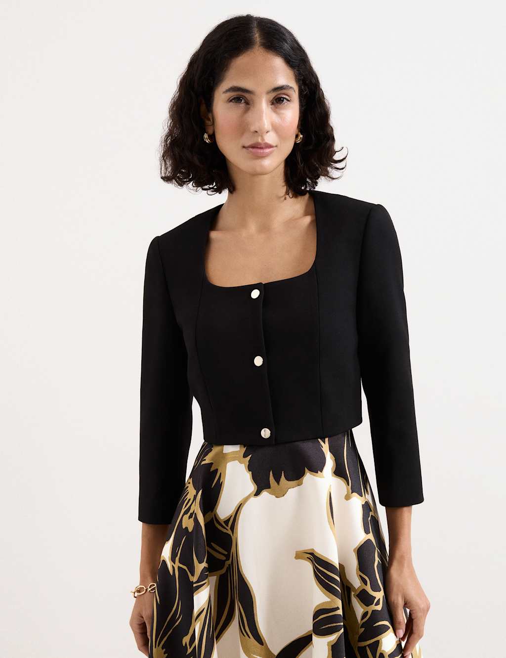 Phase Eight Women's Square Neck Lightweight Cropped Jacket - 10 - Black - Available at M&S