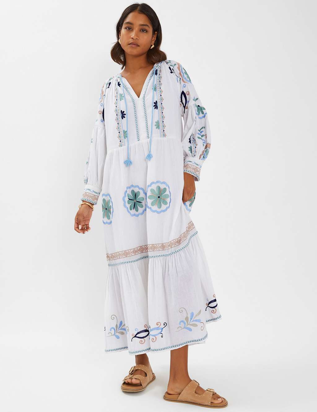 Pure Cotton Embroidered Maxi Beach Dress
