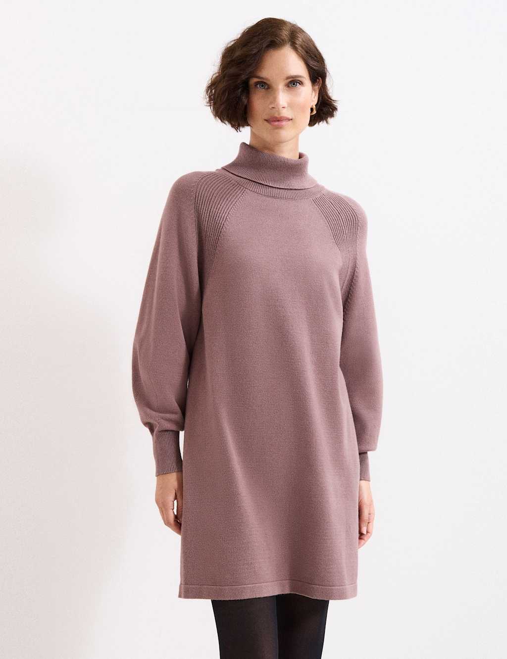 Phase Eight Funnel Neck Mini Jumper Dress Brown