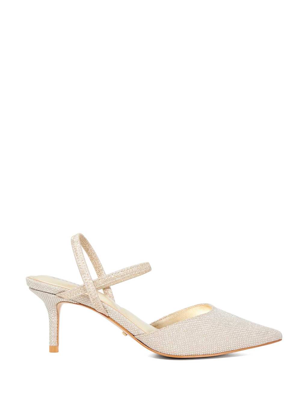 Dune London Sparkle Stiletto Heel Pointed Court Shoes Gold
