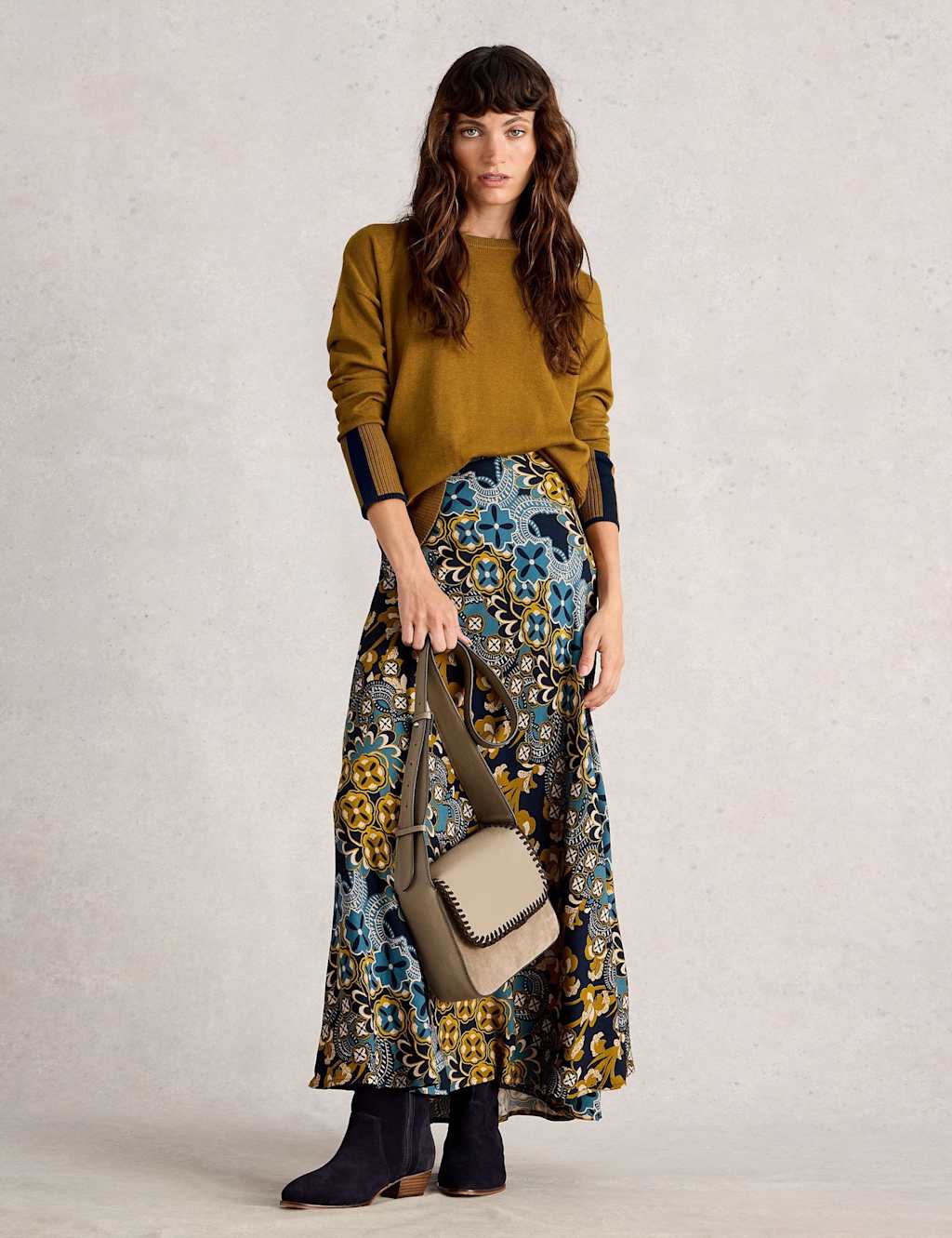 White Stuff Cotton Blend Contrast Detail Jumper Yellow Mix