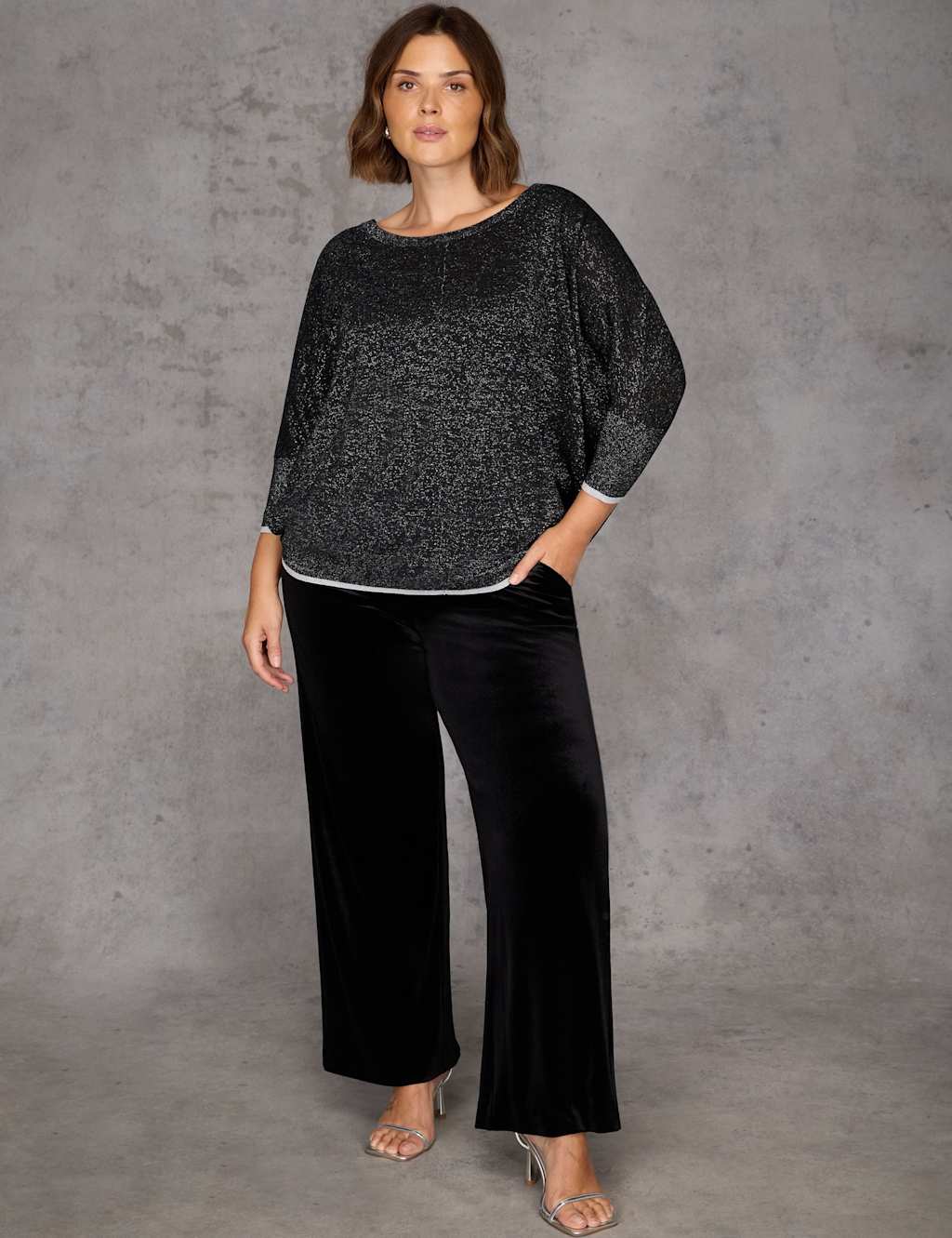 Live Unlimited London Sparkly Jumper Black