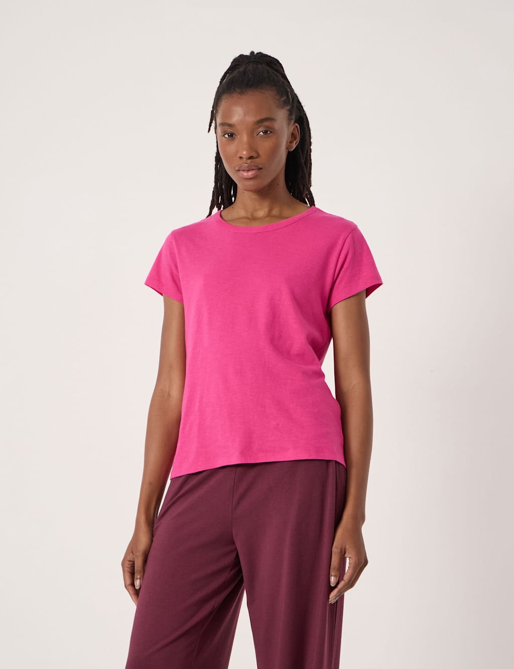 Hush Women's Pure Cotton T-Shirt - Small - Pink Magenta - Available at M&S