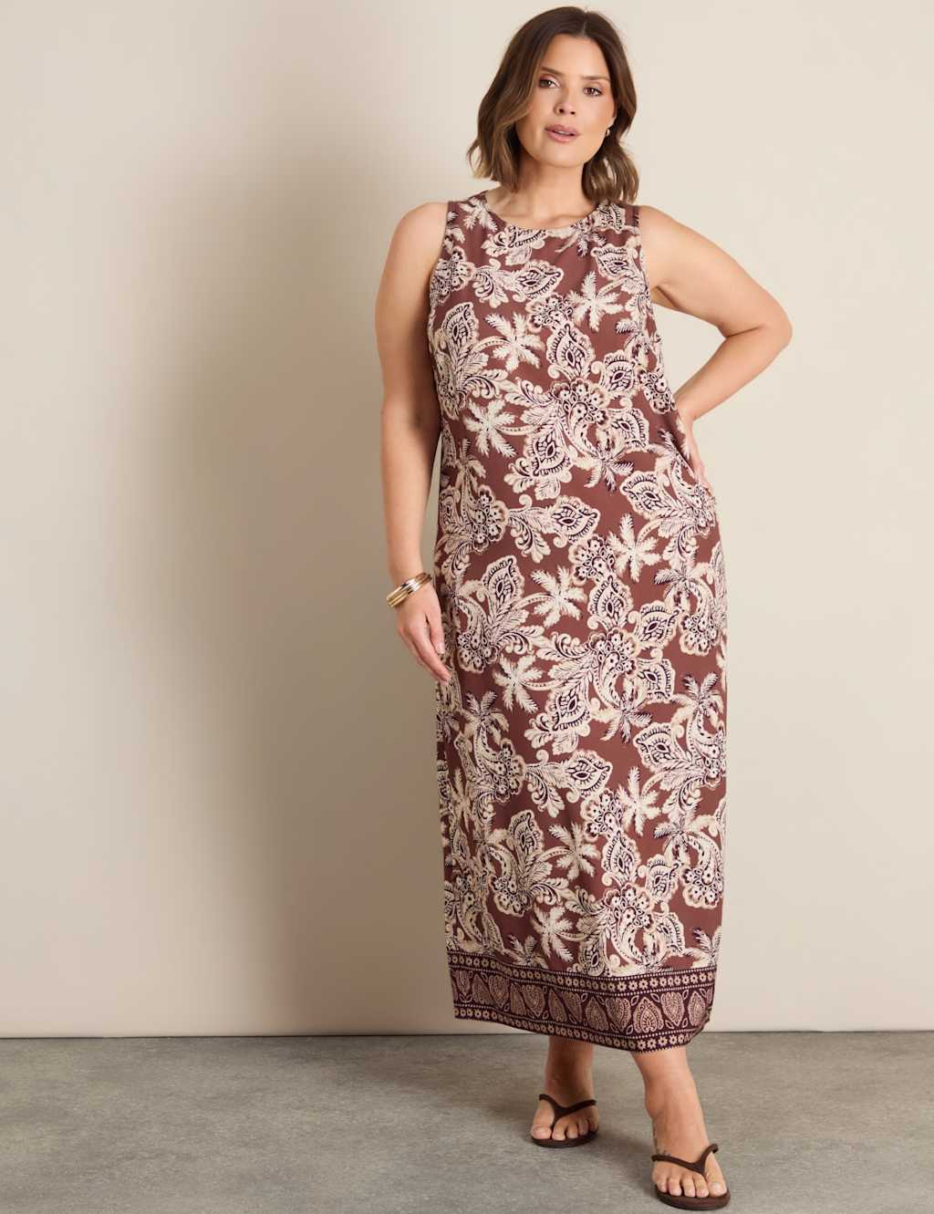 Live Unlimited London Women's Floral Maxi Swing Dress - 18 - Brown Mix - Available at M&S