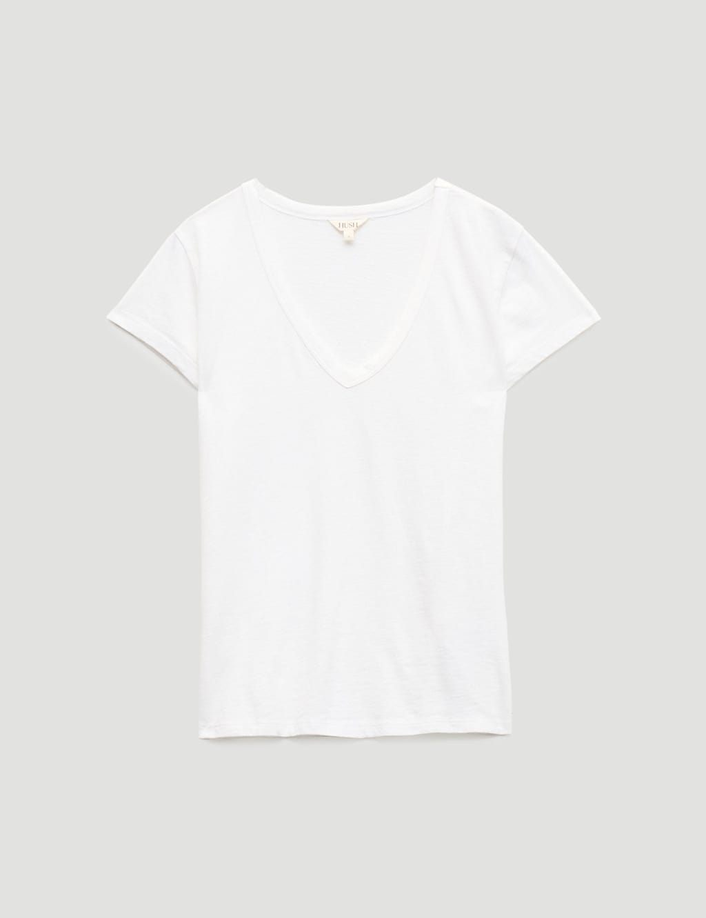 Hush Women's Pure Cotton Textured V-Neck T-Shirt - Extra Large - White - Available at M&S
