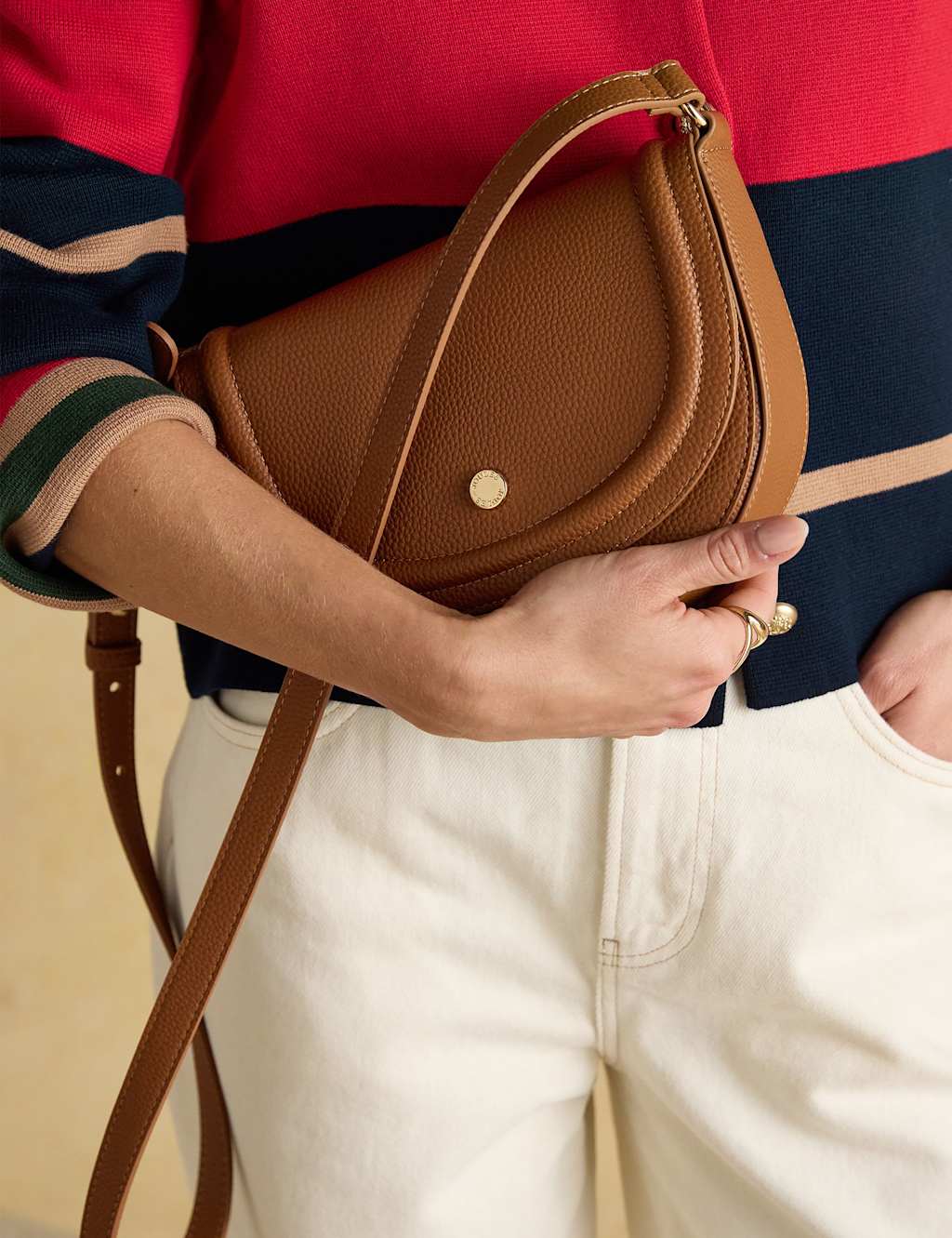 Joules Faux Leather Cross Body Bag Tan