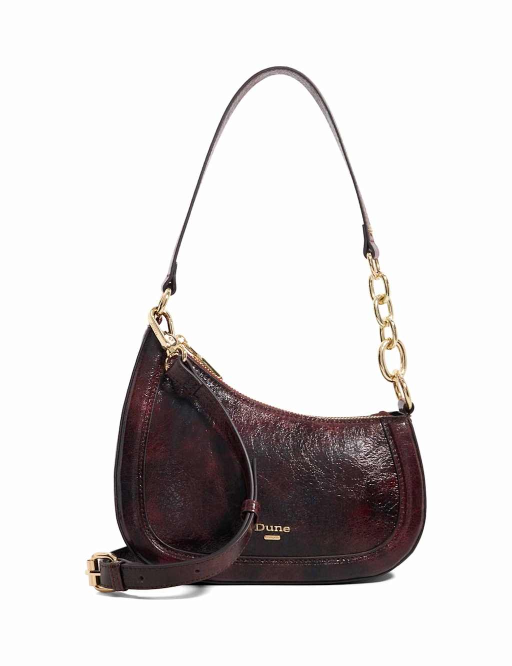 Dune London Leather Scoop Shoulder Bag Purple