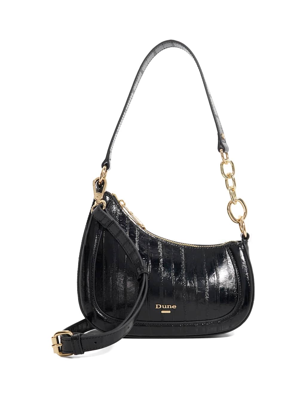 Dune London Leather Scoop Shoulder Bag Black