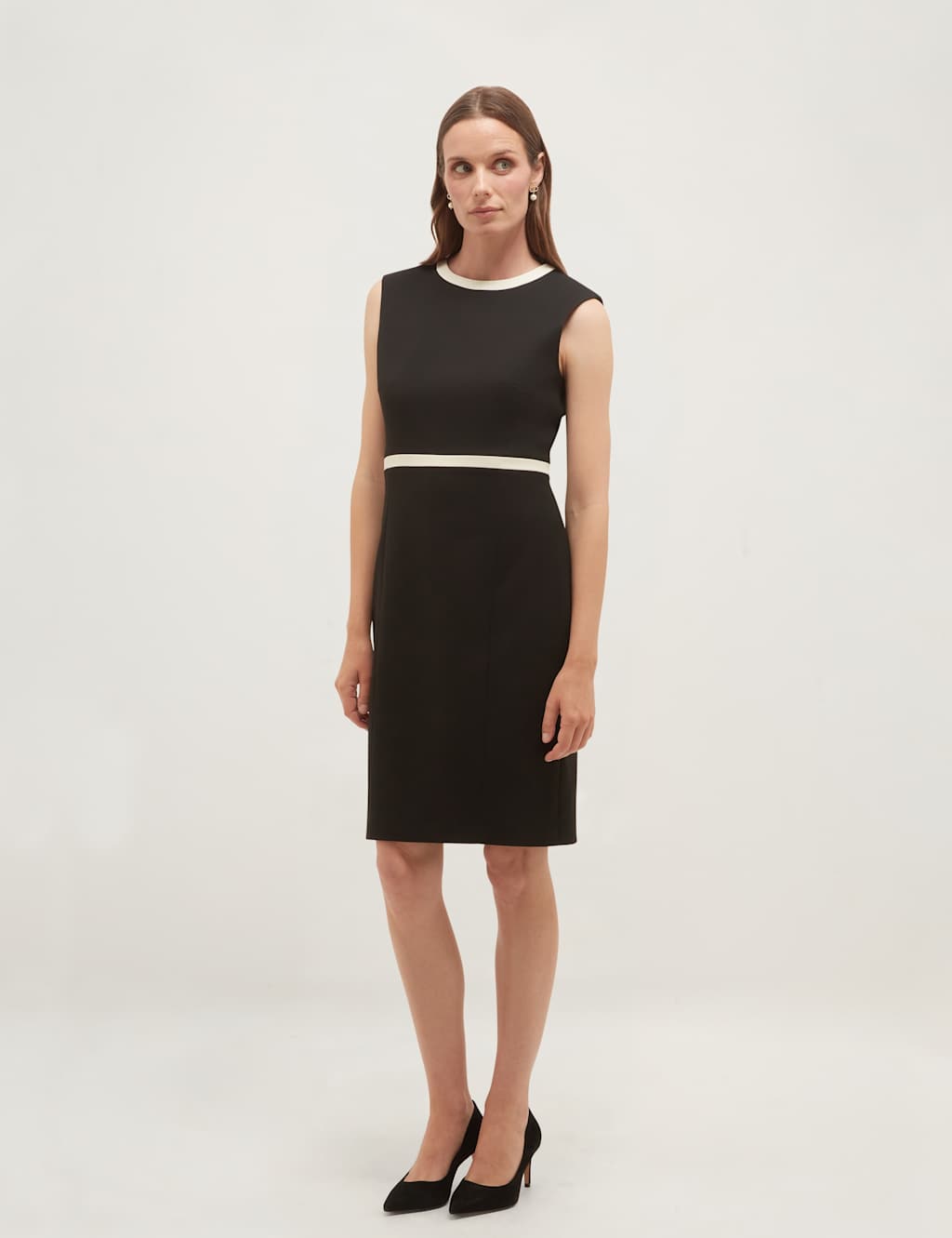 Hobbs Women's Colour Block Knee Length Shift Dress - 12 - Black Mix - Available at M&S