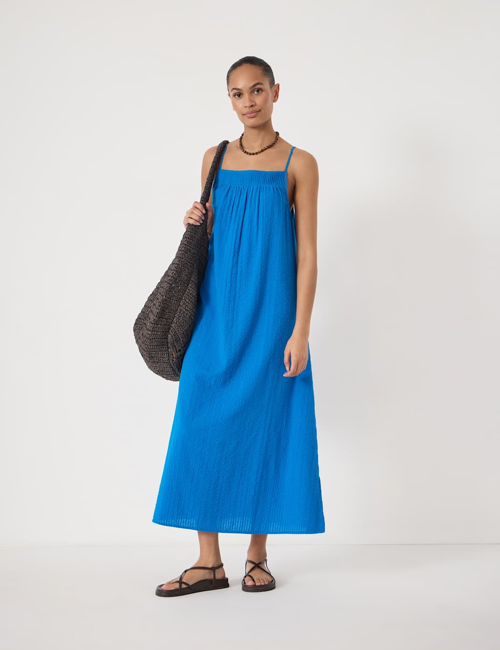 Hush Women's Pure Cotton Square Neck Maxi Beach Dress - Large-Extra Large - Light Blue - Available at M&S