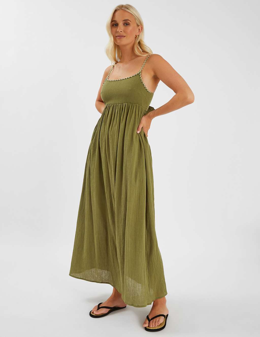 Accessorize Women's Tie Back Strappy Maxi Dress - Khaki, Khaki