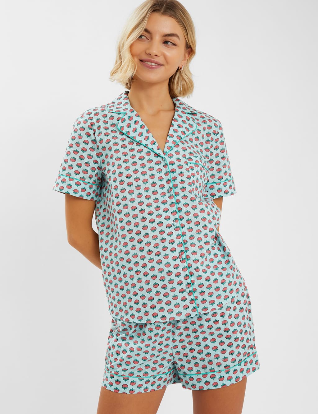 Pure Cotton Fan Print Shortie Set