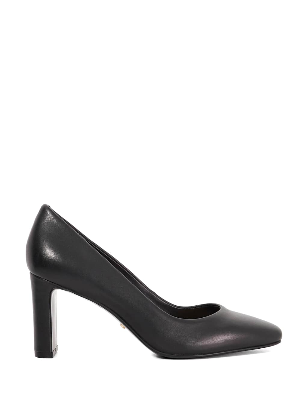 Dune London Leather Block Heel Court Shoes Black