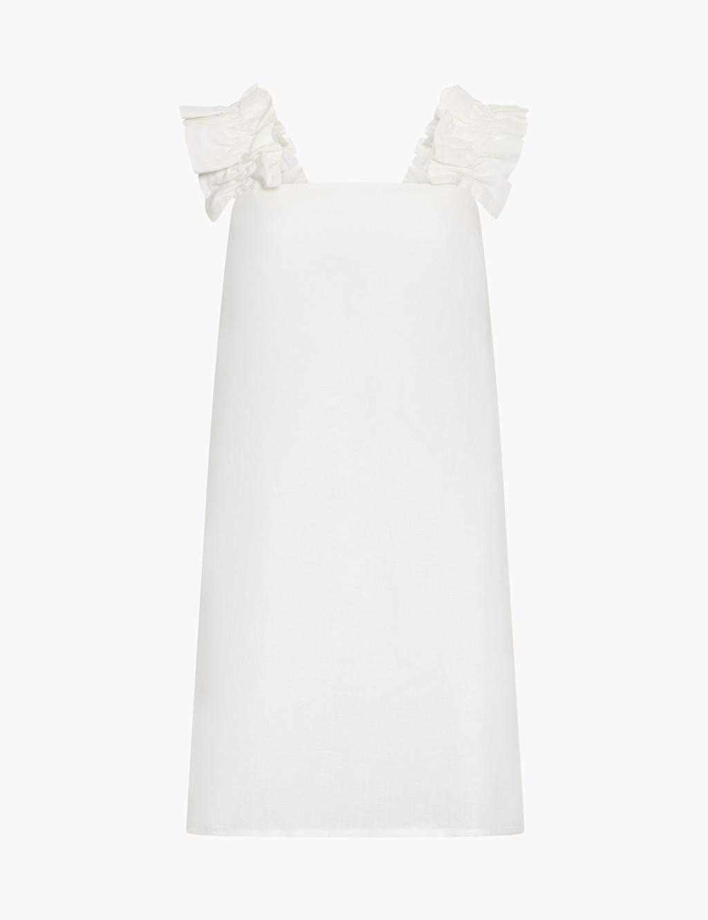 French Connection Women's Linen Blend Mini Shift Dress - Extra Small - White - Available at M&S