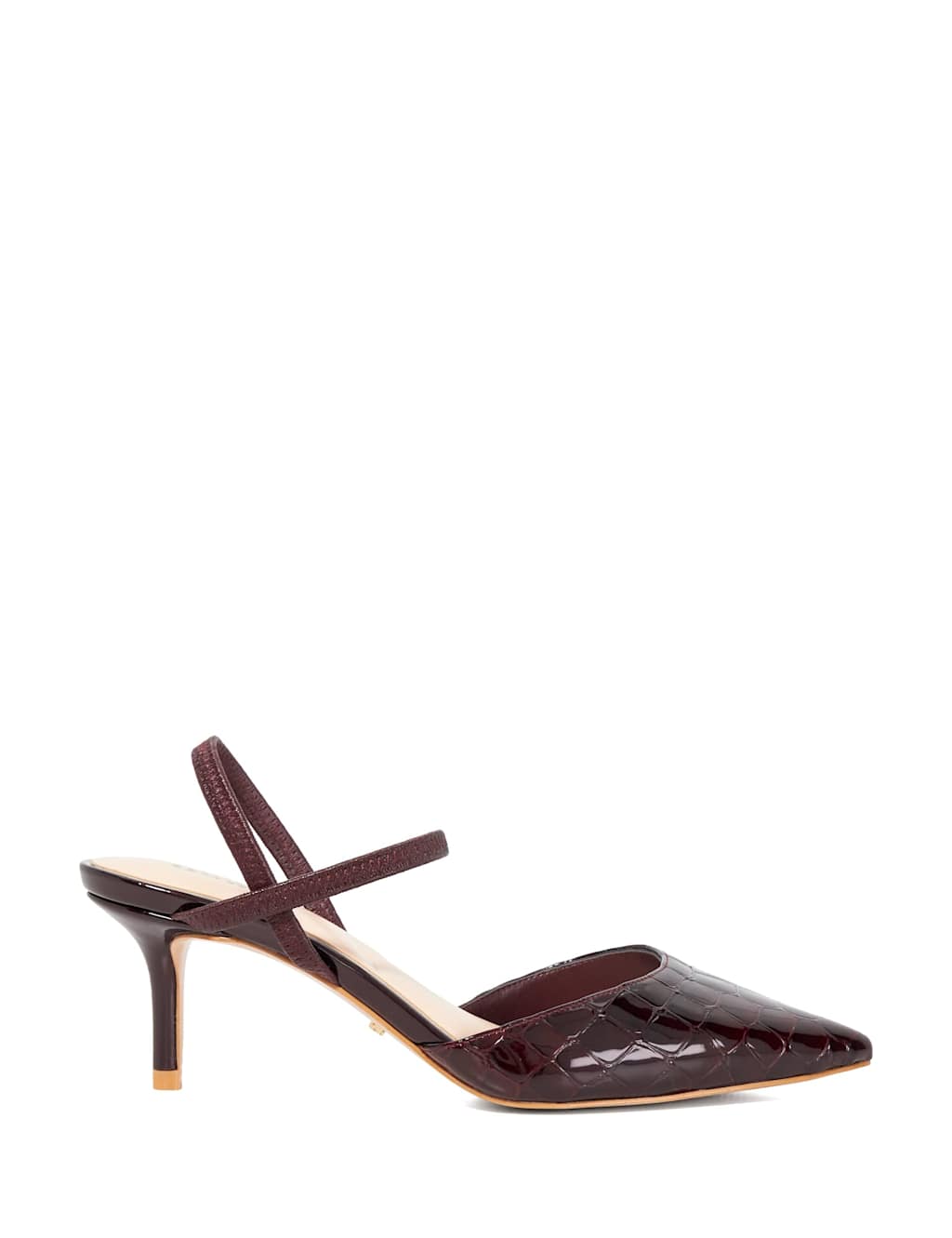 Dune London Leather Stiletto Heel Court Shoes Burgundy