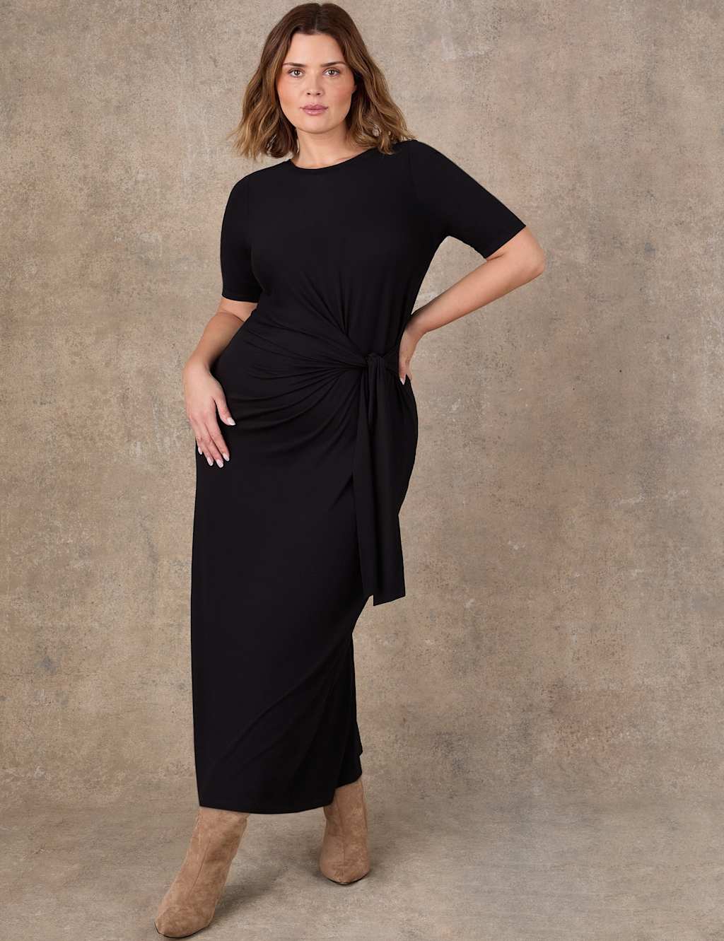 Live Unlimited London Women's Jersey Tie Waist Midaxi Wrap Dress - 20 - Black - Available at M&S