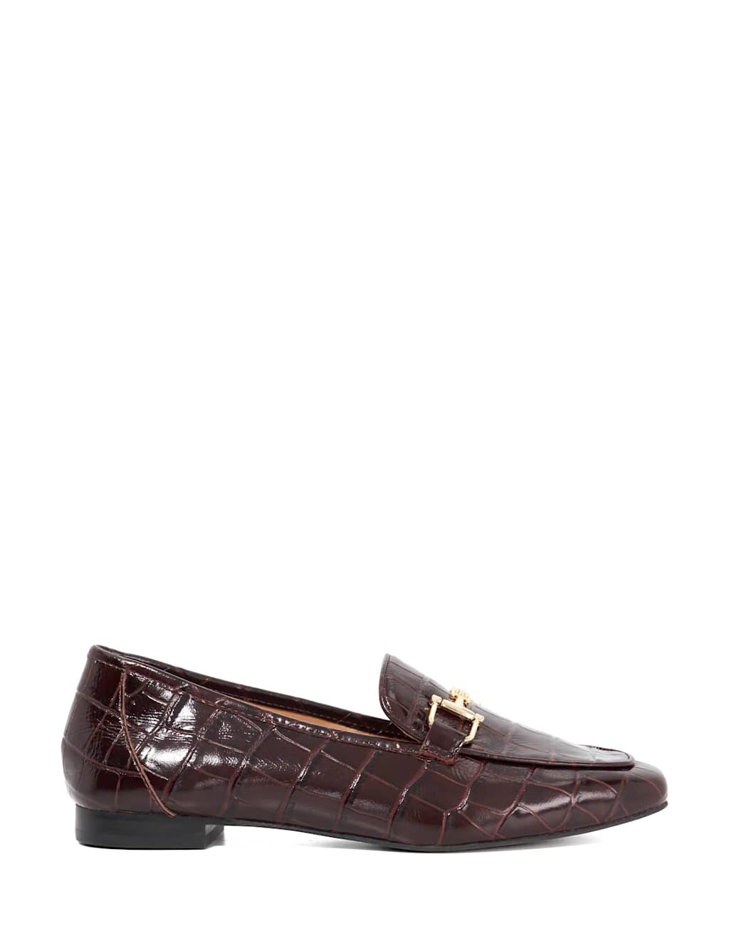 Dune London Suede Snaffle Trim Square Toe Loafers Burgundy