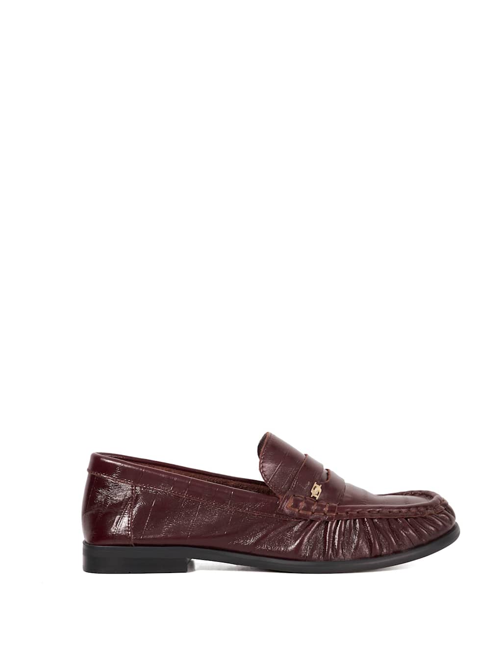 Dune London Patent Leather Loafers Burgundy