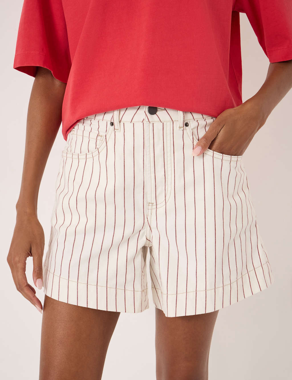 Hush Women's Cotton Rich Striped Shorts - 6 - Brown Mix - Available at M&S