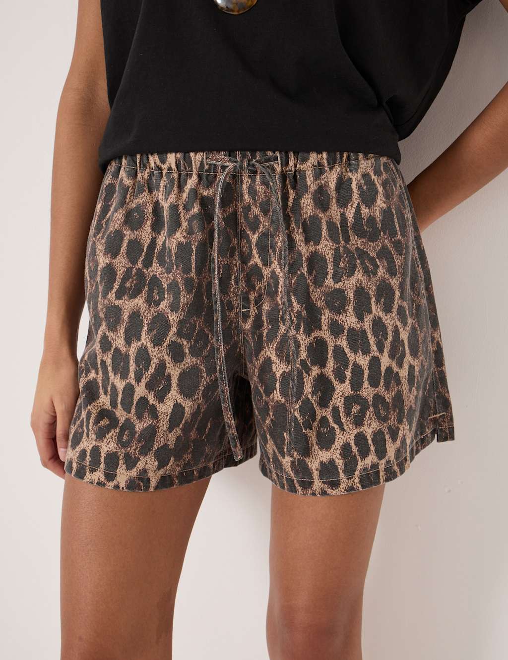 Hush Women's Cotton Blend Leopard Print Shorts - 8 - Brown Mix - Available at M&S