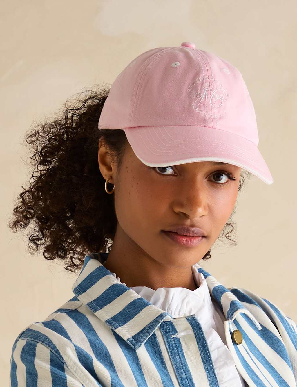 Joules Pure Cotton Textured Baseball Cap Pink