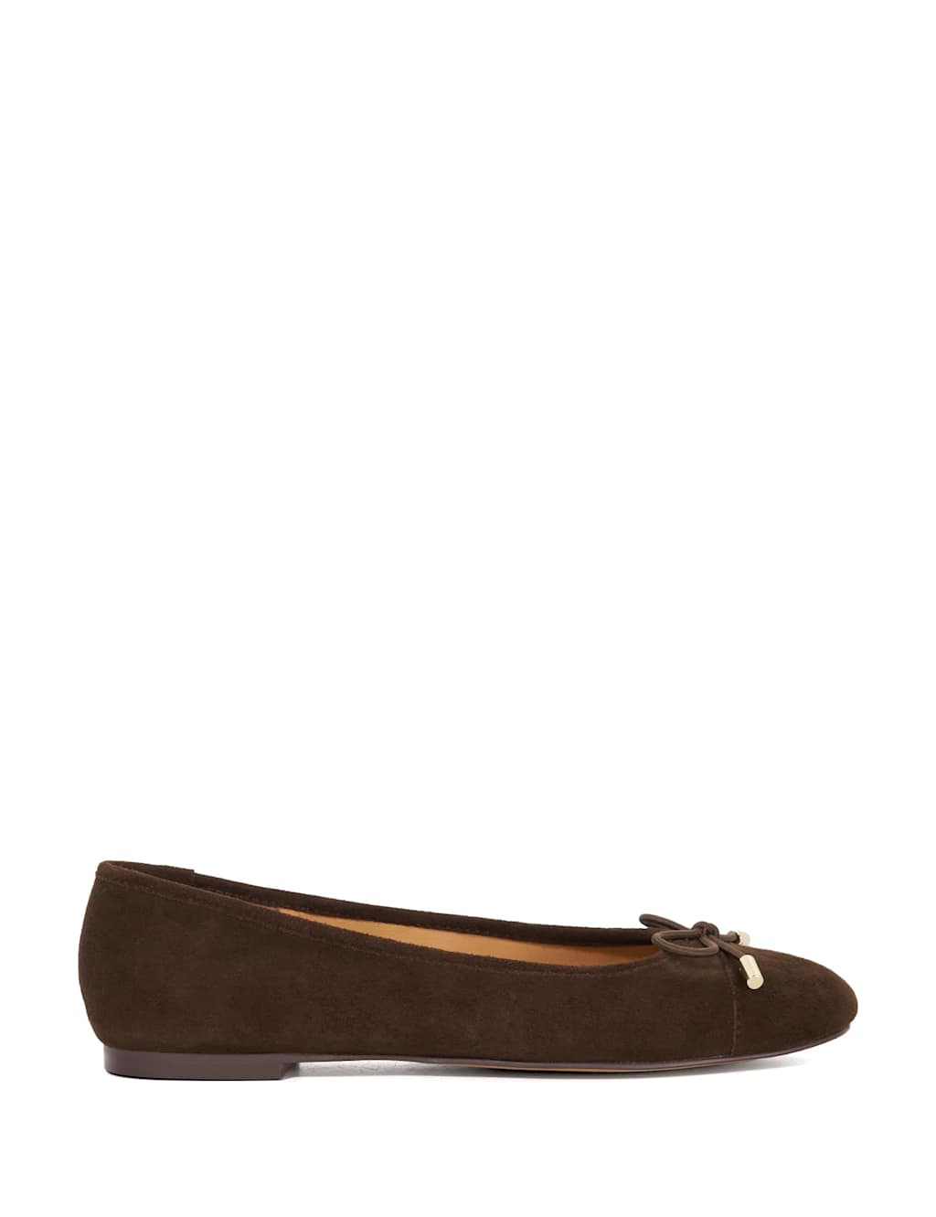 Dune London Suede Bow Ballet Pumps Brown