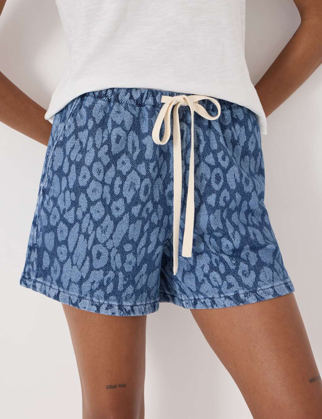Hush Women's Denim Leopard Print Shorts - 8 - Light Blue Mix - Available at M&S
