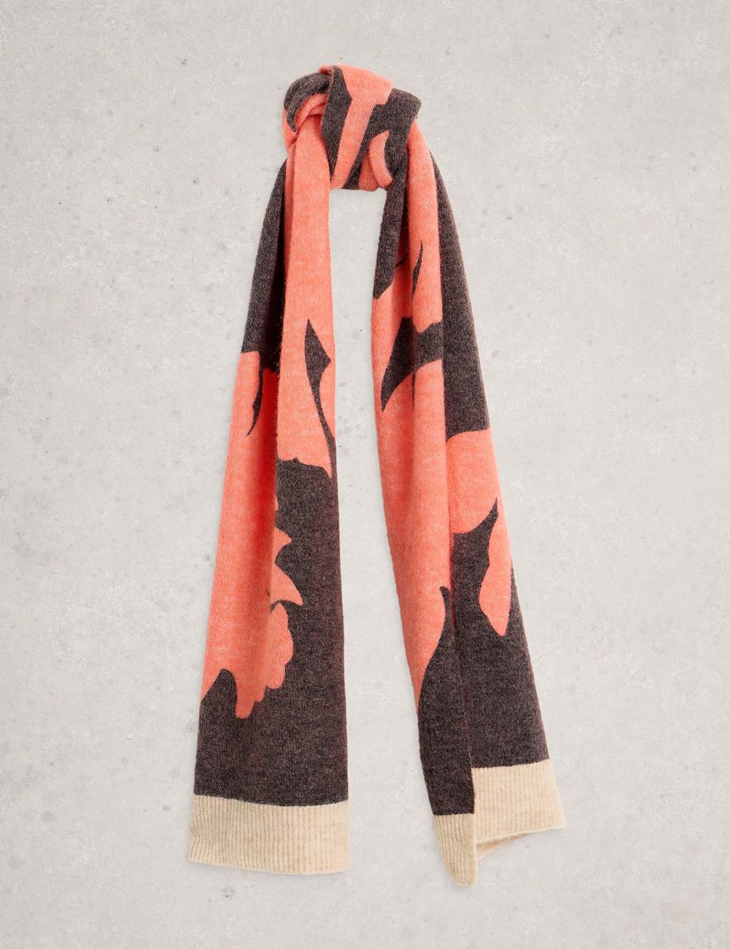 White Stuff Wool Blend Tree Print Scarf Red Mix