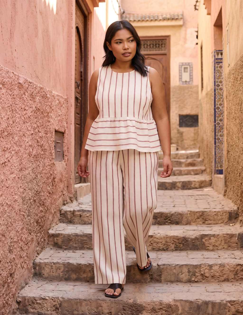 Live Unlimited London Women's Cotton Rich Striped Top - 20 - Oatmeal - Available at M&S