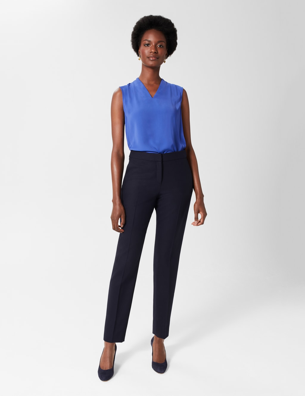 Wool Blend Tapered Ankle Grazer Trousers