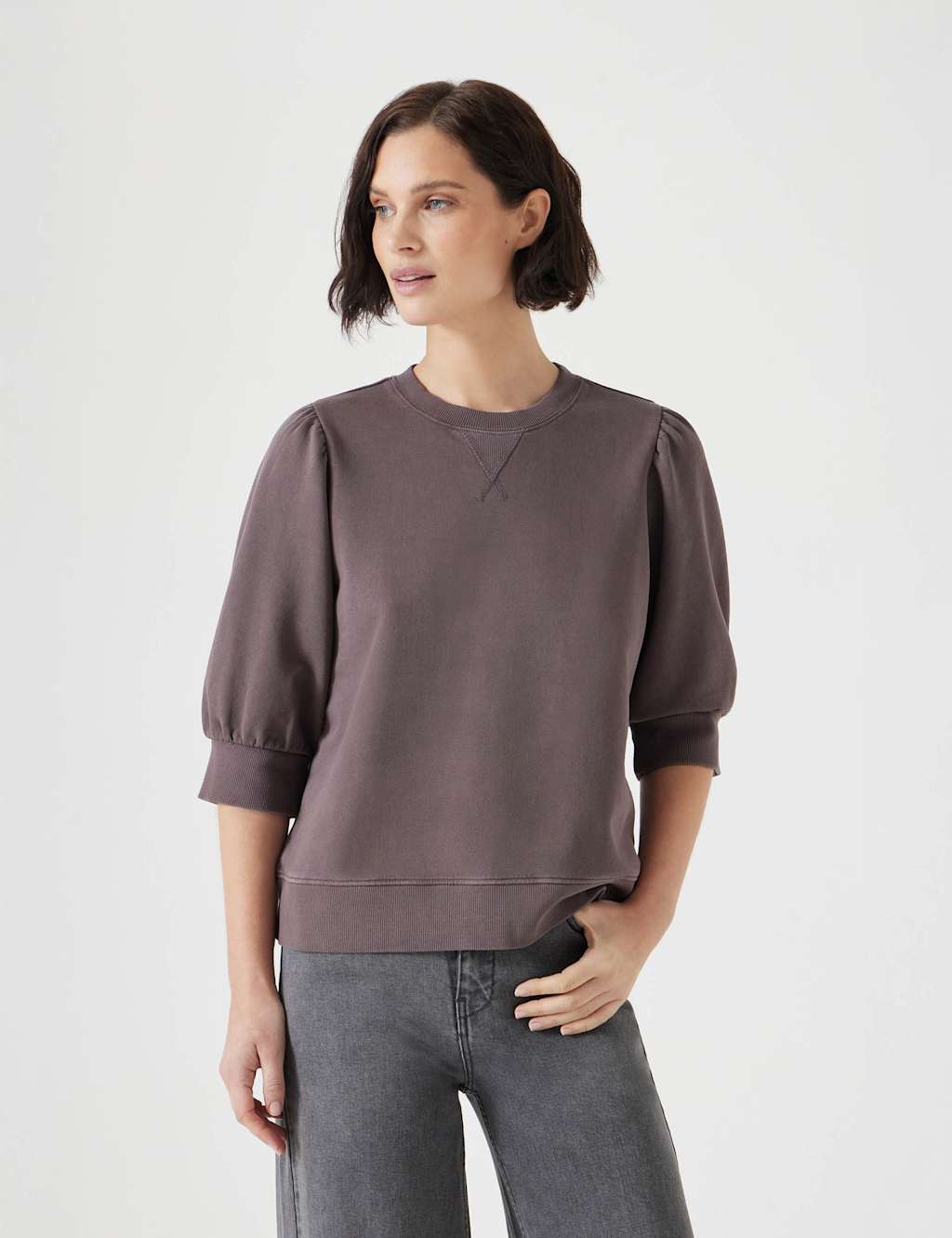 Pure Cotton Puff Sleeve Sweatshirt