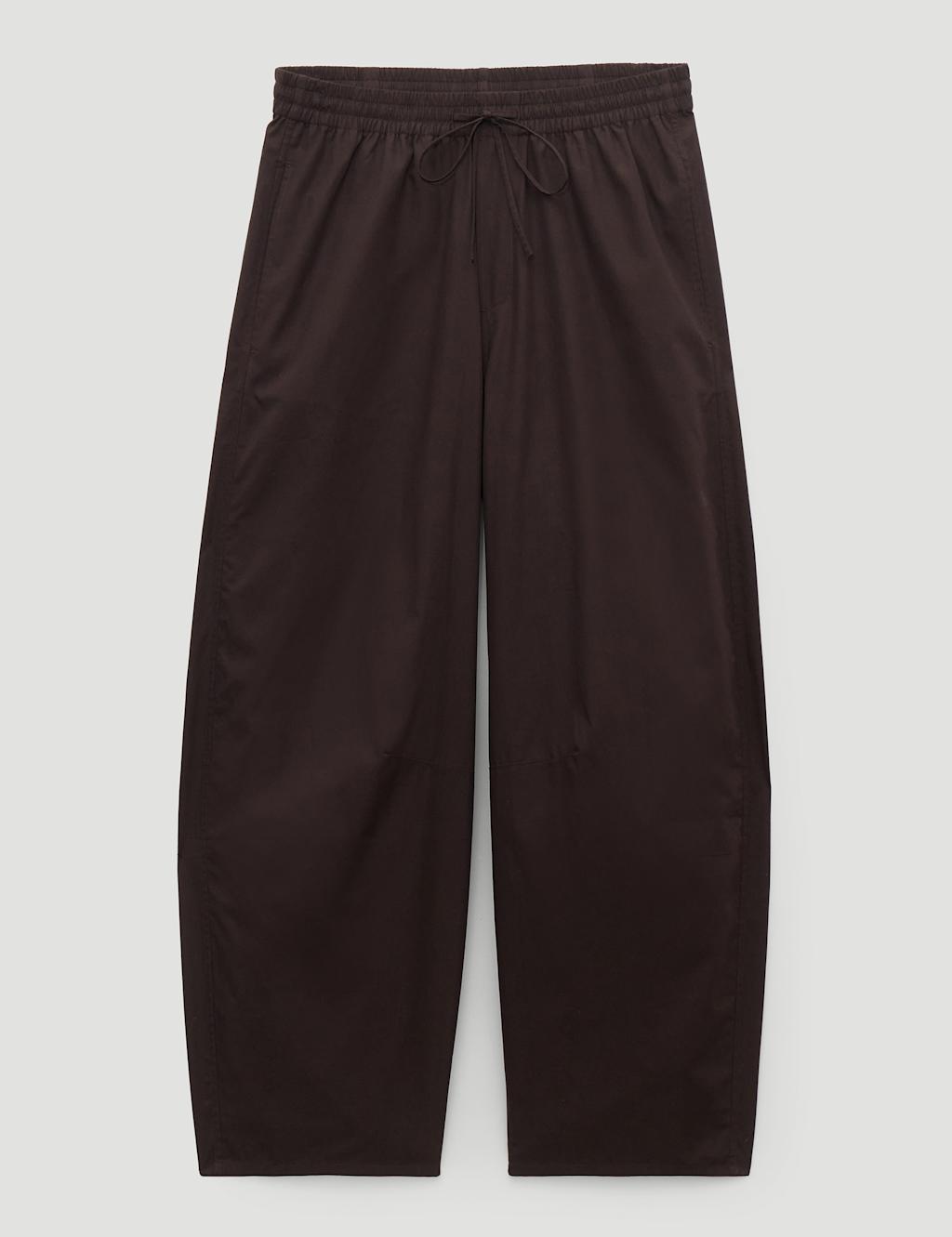Hush Women's Pure Cotton Barrel Leg Cropped Trousers - Large - Dark Brown - Available at M&S
