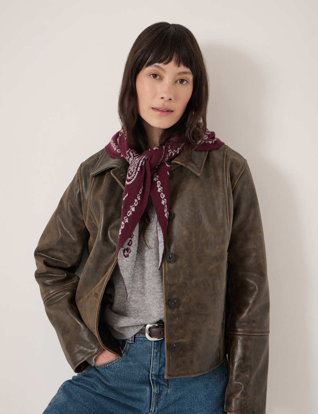 Hush Women's Paisley Triangle Scarf - Dark Red - Available at M&S
