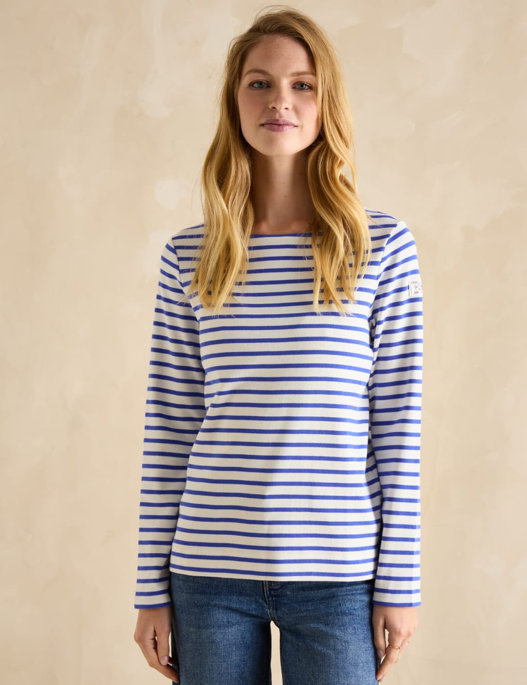 Pure Cotton Striped Slash Neck Top