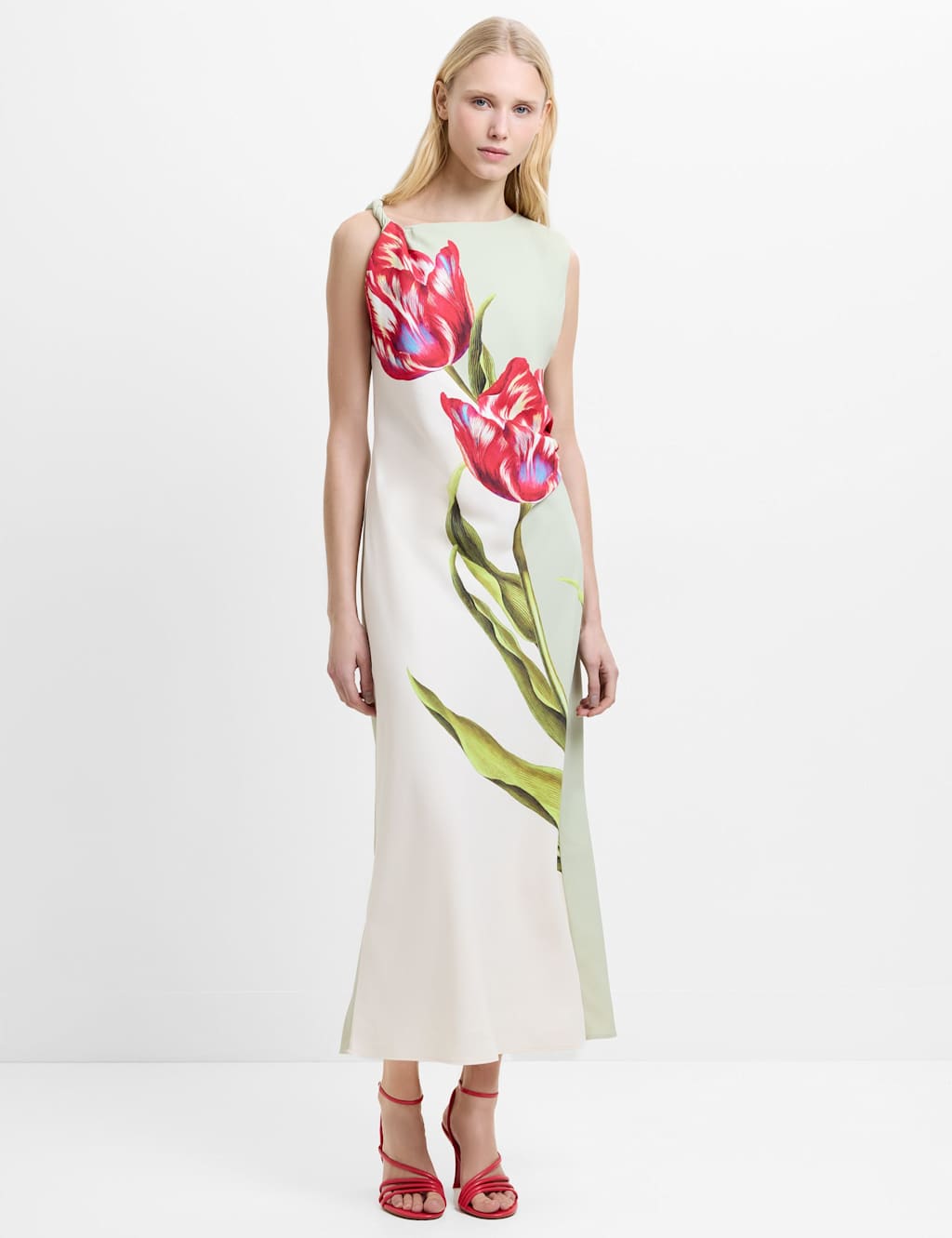 French Connection Women's Floral One Shoulder Midaxi Column Dress - 14 - White Mix - Available at M&S