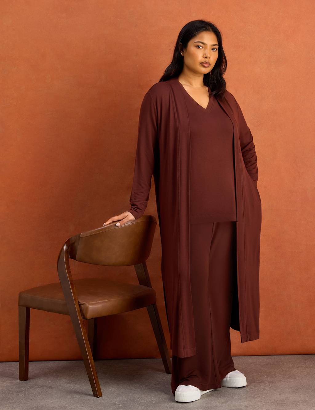 Live Unlimited London Women's Longline Cardigan - 22 - Brown - Available at M&S