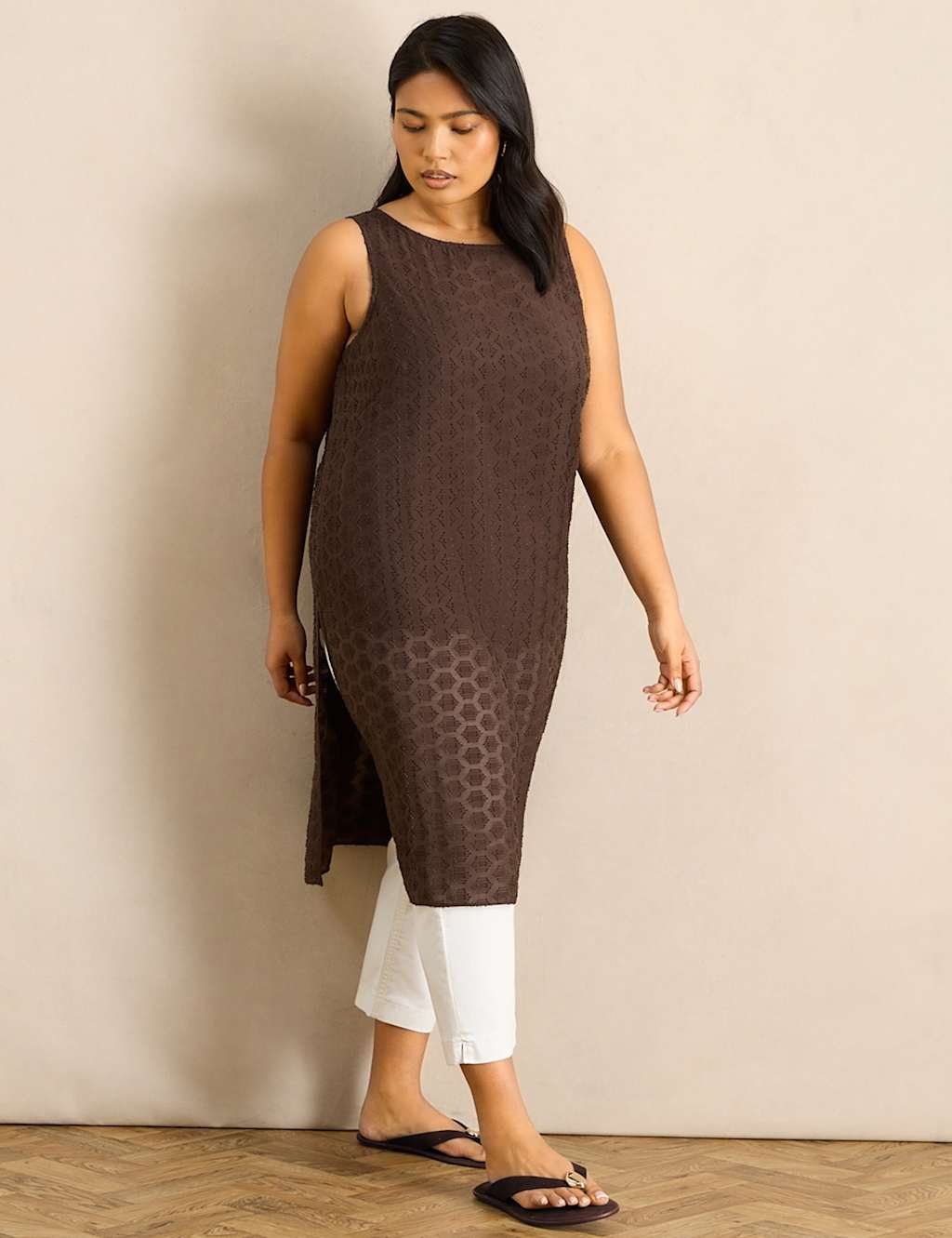 Live Unlimited London Women's Textured Tunic - 16 - Brown - Available at M&S