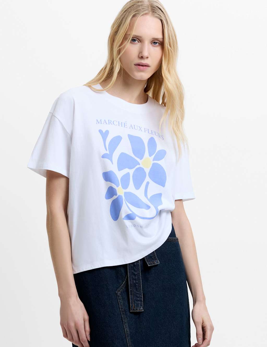 French Connection Women's Pure Cotton Flower Market T-Shirt - Extra Small - White Mix - Available at M&S