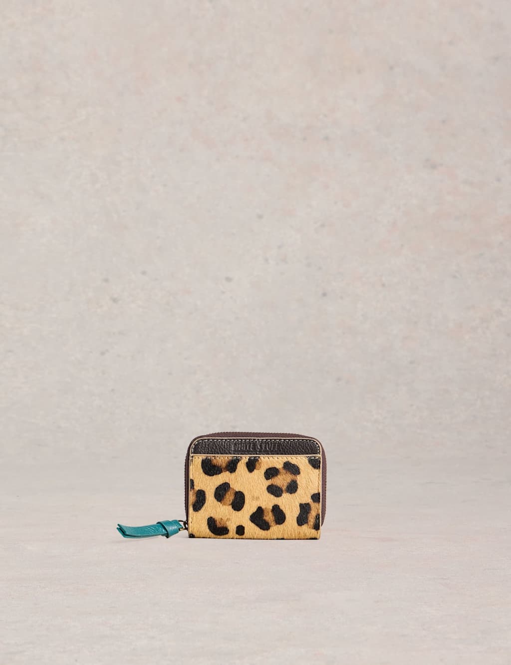 White Stuff Leather Zip Around Purse Brown Mix