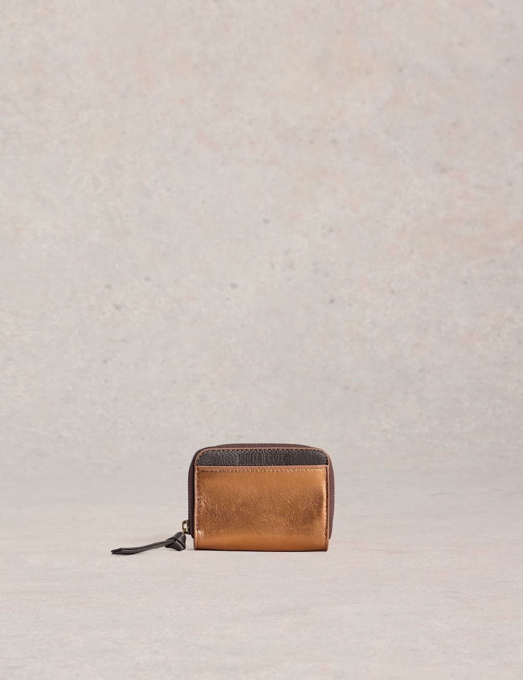 White Stuff Leather Zip Around Purse Metallic