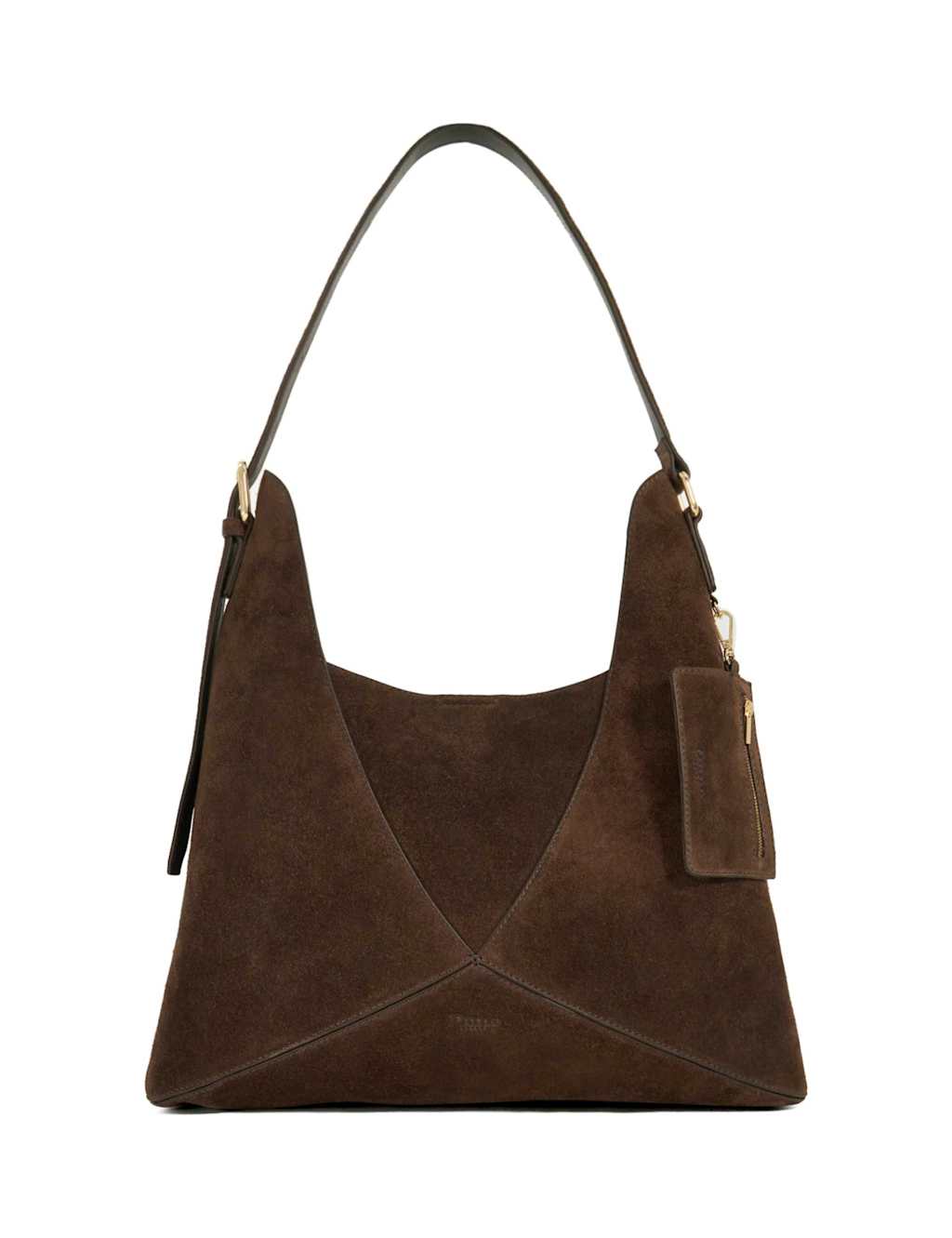 Dune London Suede Shoulder Bag Dark Brown