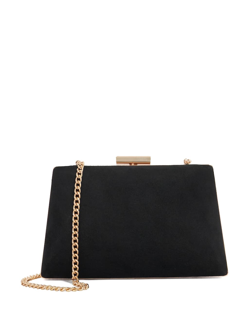 Dune London Leather Angled Frame Clutch Bag Black