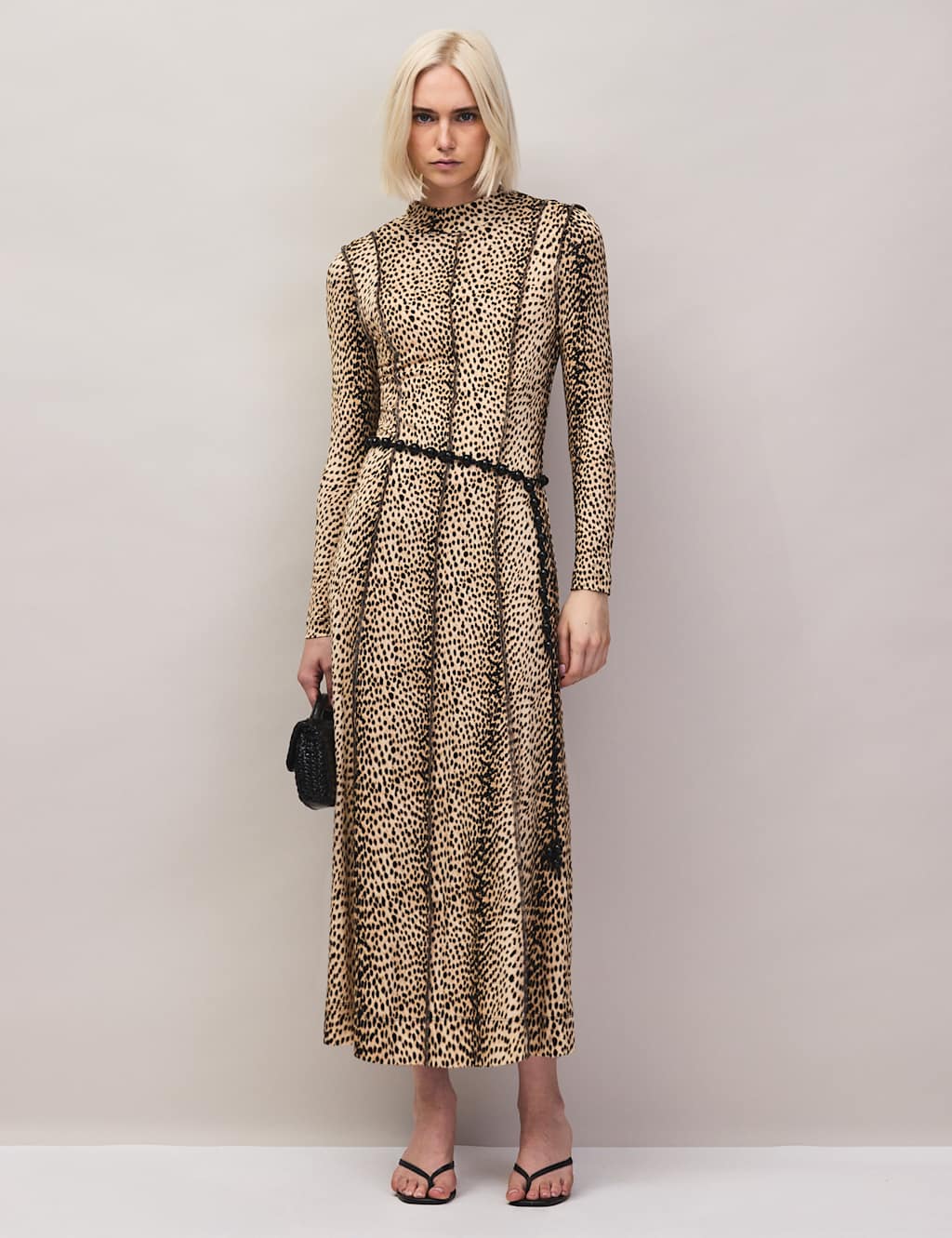 Ro&Zo Women's Animal Print High Neck Midaxi Column Dress - 10 - Brown Mix - Available at M&S