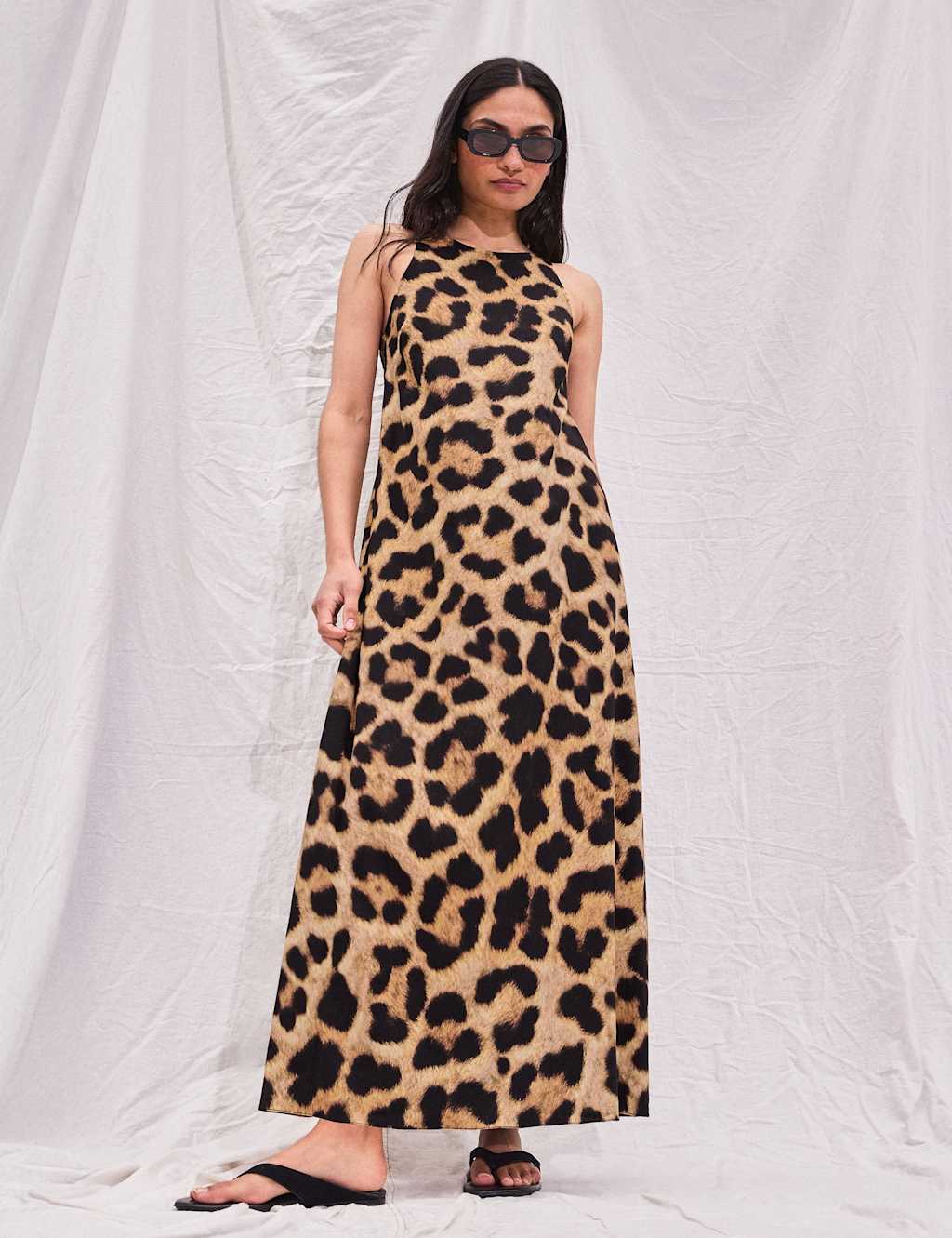 Ro&Zo Women's Leopard Print Belted Maxi Slip Dress - 10 - Brown Mix - Available at M&S