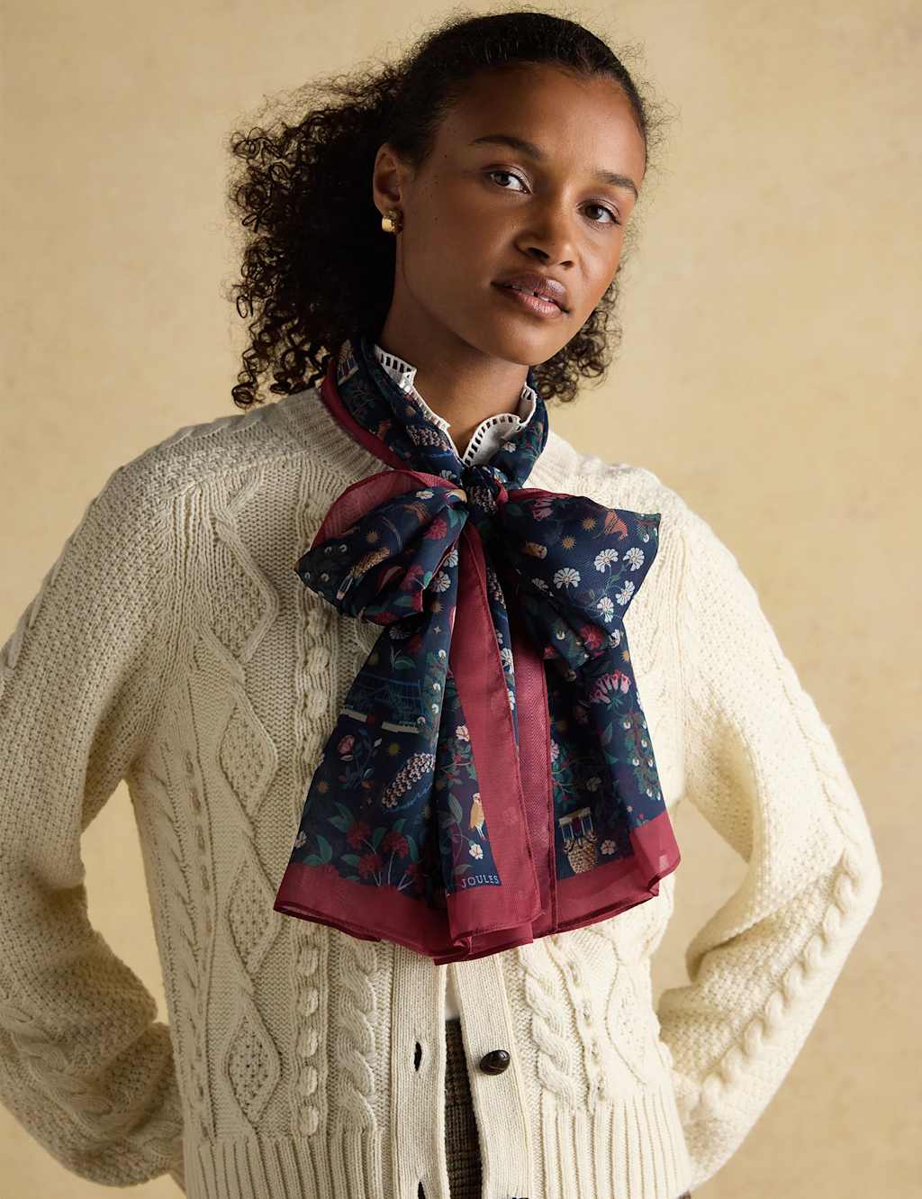 Joules Printed Scarf Navy Mix