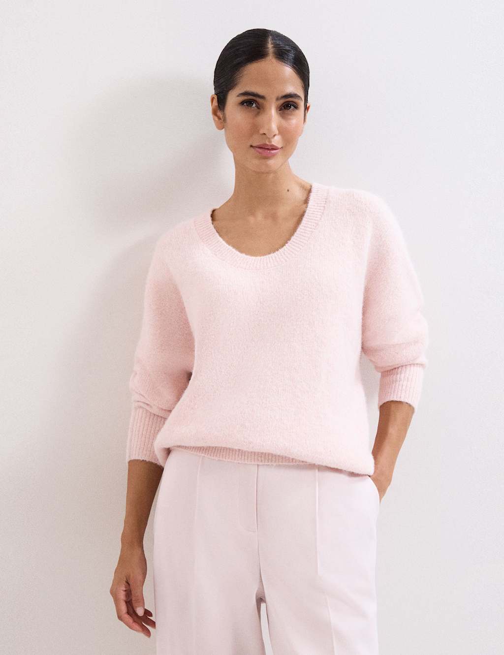 Phase Eight Textured Scoop Neck Jumper Pink