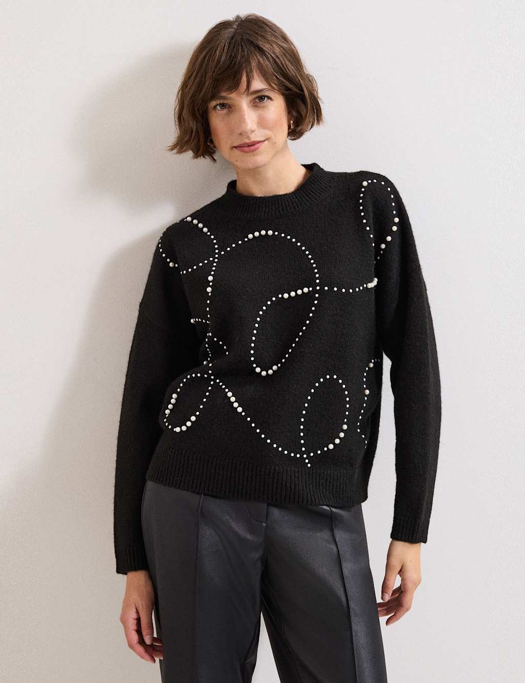 Phase Eight Embellished Pearl Jumper Black Mix