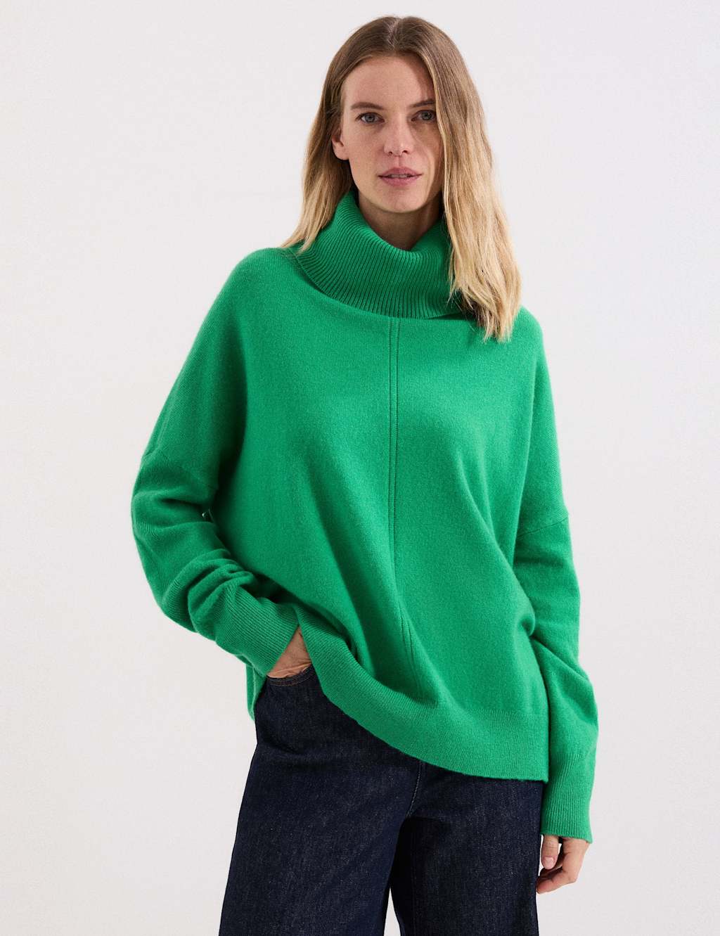 Phase Eight Wool Rich Funnel Neck Jumper with Cashmere Green
