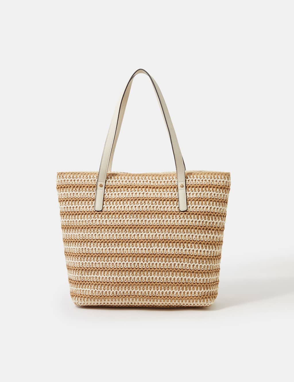 Accessorize Women's Straw Striped Shoulder Bag - Natural - Available at M&S