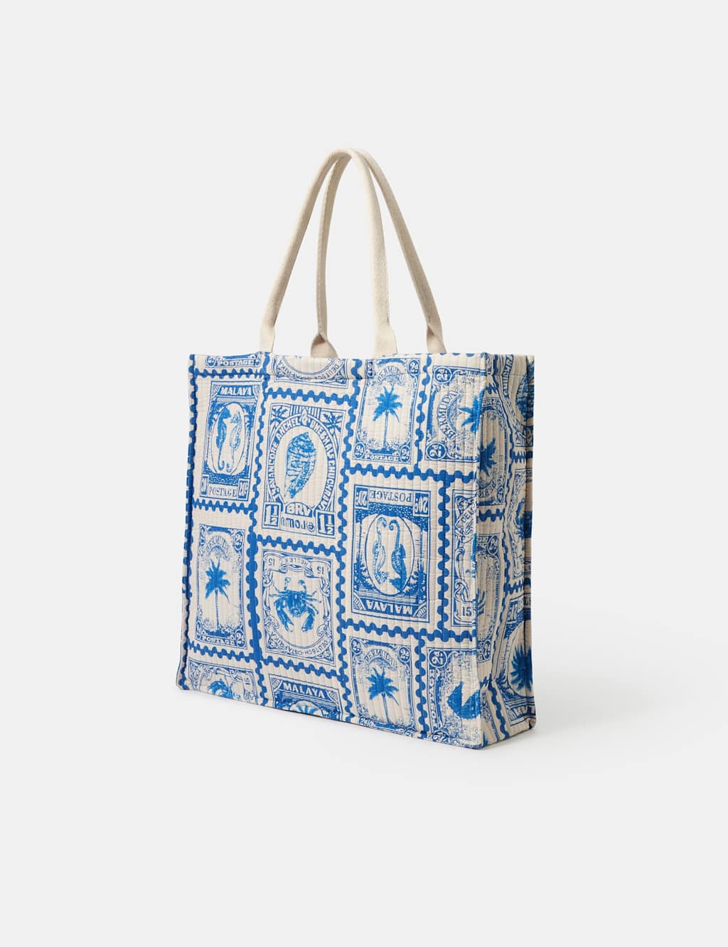 Accessorize Women's Pure Cotton Quilted Printed Tote Bag - Blue - Available at M&S